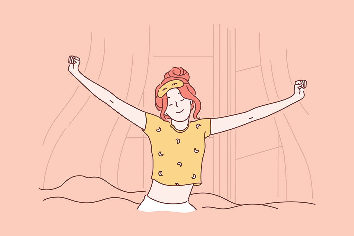 Illustration of woman waking up