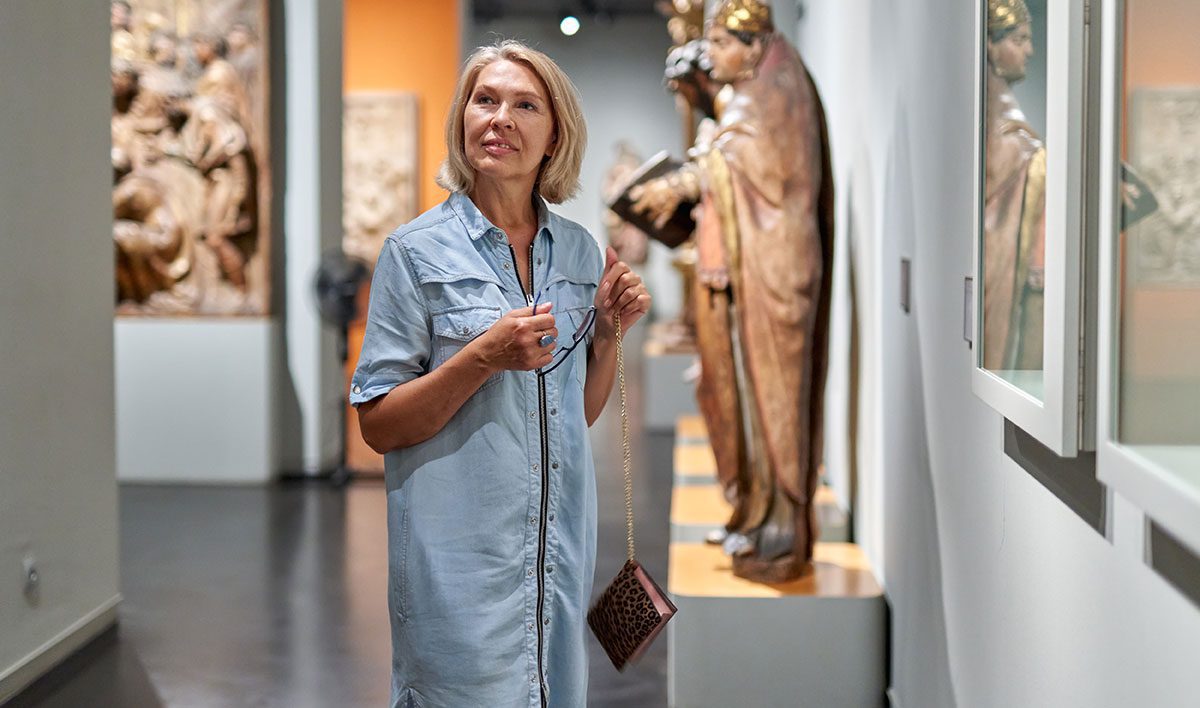 Woman enjoying museum