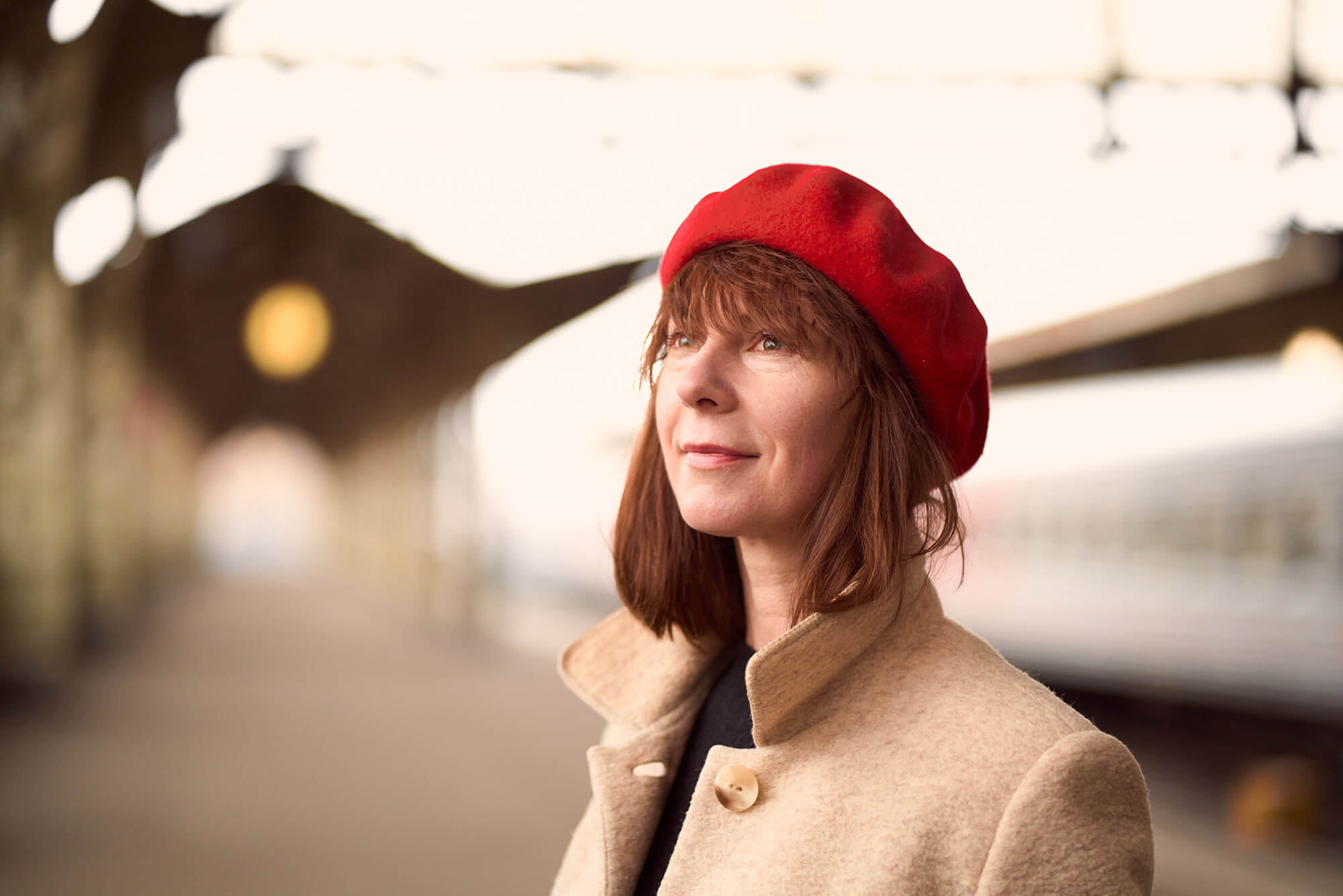 Close up portrait of older woman traveller