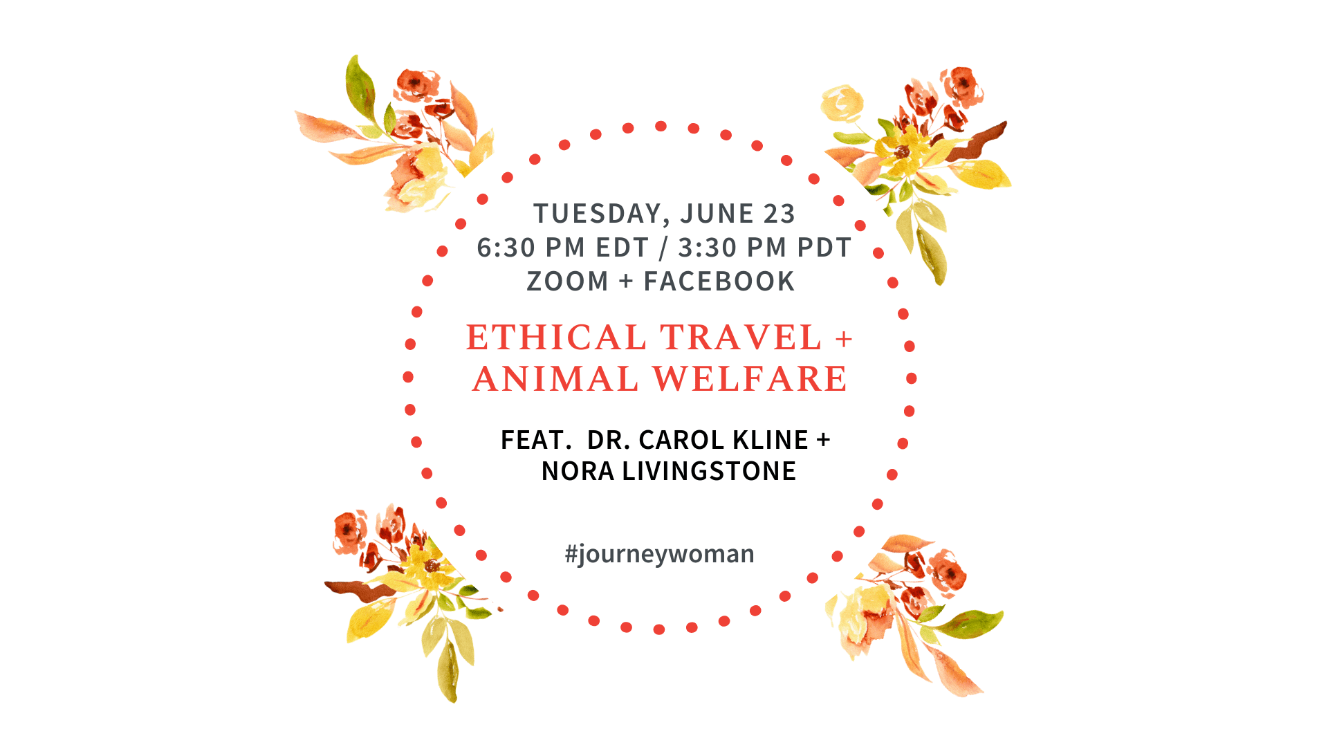 JW Zoom Session with Dr Carol Kline + Nora Livingston - Cover