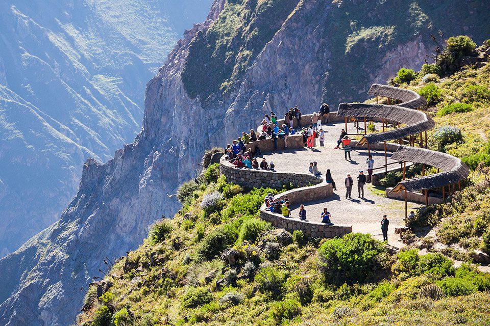 Birds eye view of viewing post at Colcoa Canyon, Peru