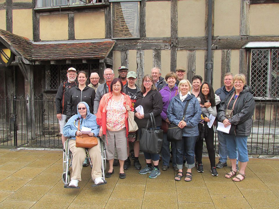 Tour group outside Stratford