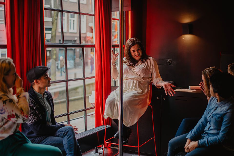 two women in amsterdam red light district