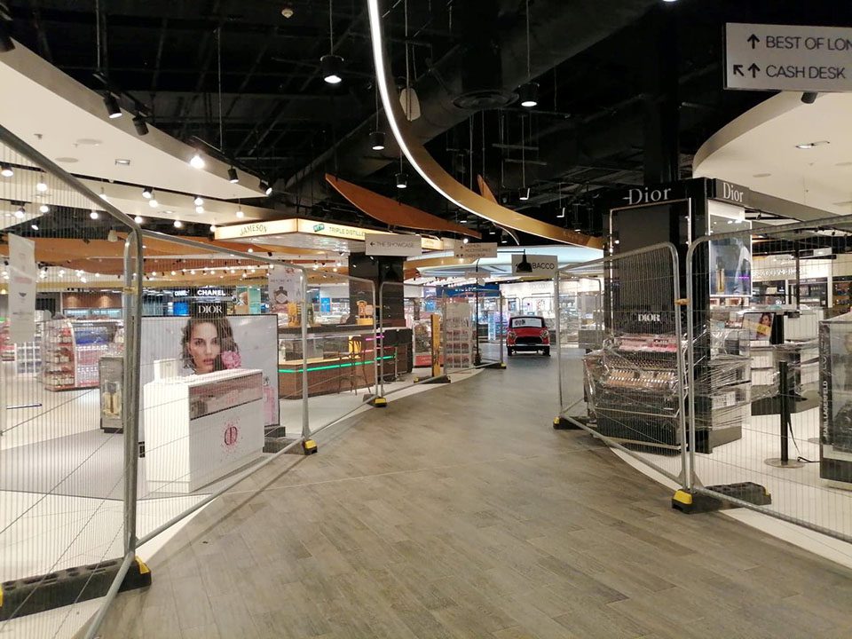 Empty shops at London Luton airport departures terminal