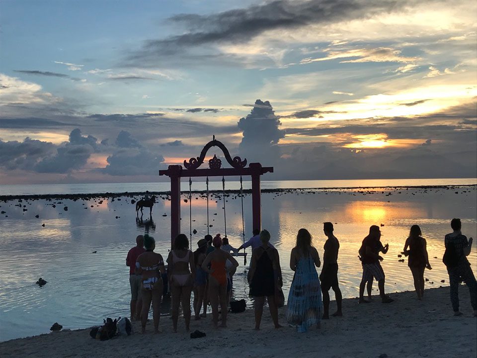 A beautiful Bali beach at sunset