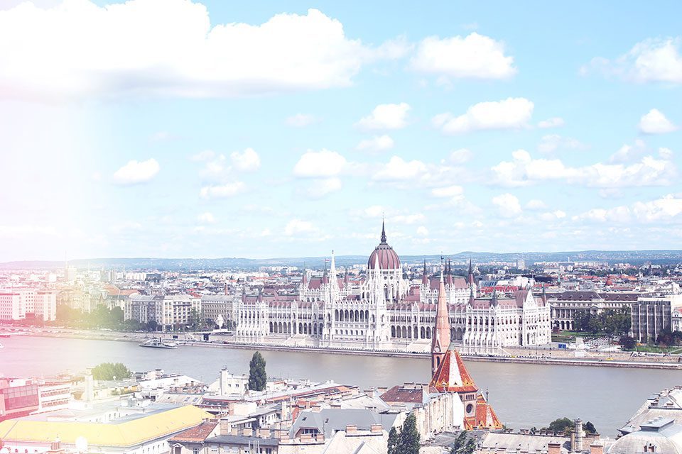 Aerial view of the Parliament Building in Budapest