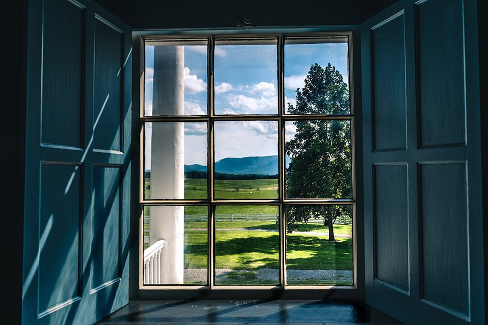 View out the window of Bell Grove Plantation Historical Site, Virginia