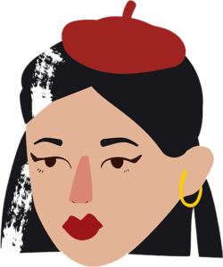 Illustration of young woman wearing a beret