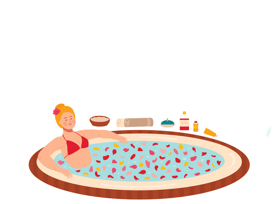 Woman relaxing in hot tub illustration