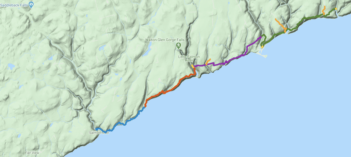 Map of Fundy Footpath, one of the best trails to hike in Canada