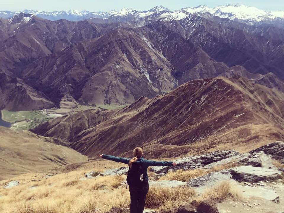 Haddow feeling on top of the world on her hiking adventure