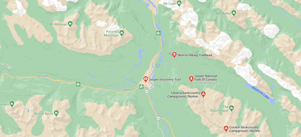 Map of Skyline Trail, one of the best trails to hike in Canada
