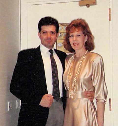 Diana and her husband Dominic on their honeymoon in 1990