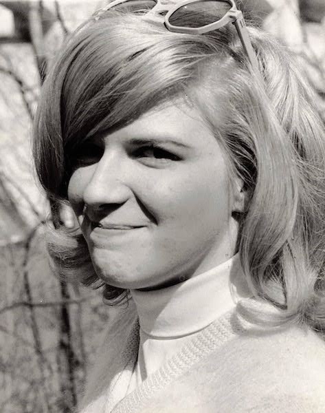 Marti Sladek, 22, at grad school, one of our featured women travellers over 65