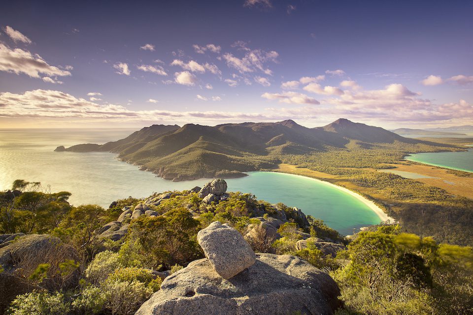 On top of Mt Amos over looking Wineglass Bay, Tasmania
