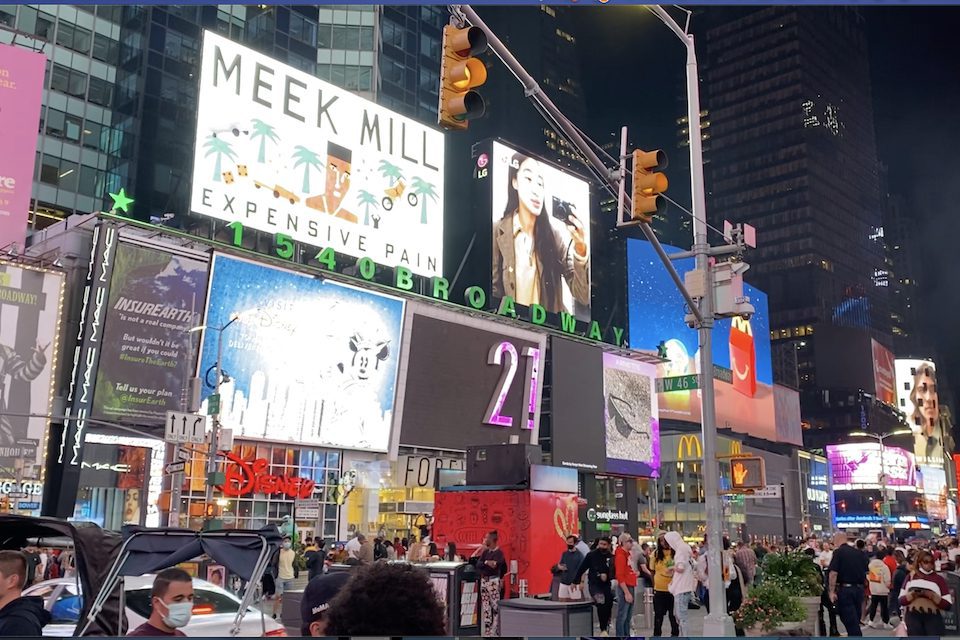 The colours and mammoth billboards of Times Square