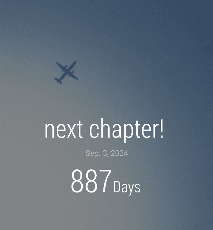 A countdown shpwing 1094 days until travel