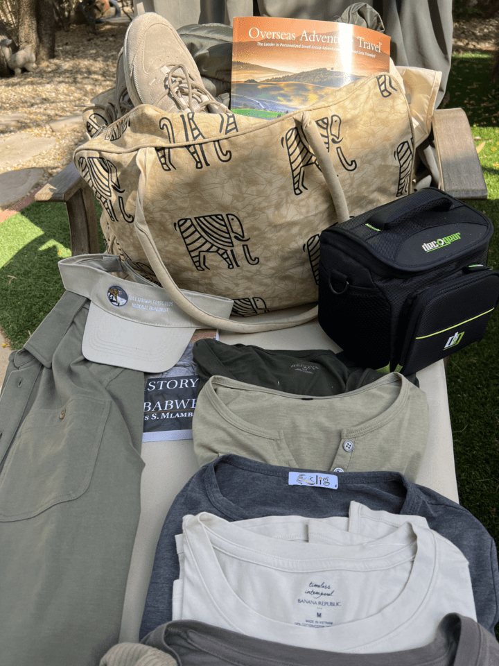 Diana Eden's supplies ready to be packed for her African Safari