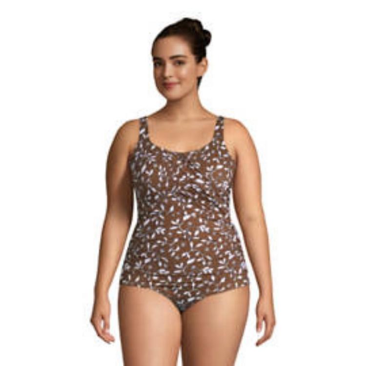 Woman wearing a Land's End swimsuit