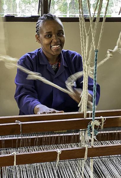 A woman weaving