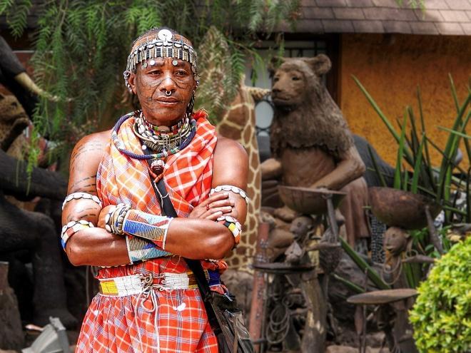 Maasai man stands outside Cultural Centre - Arusha