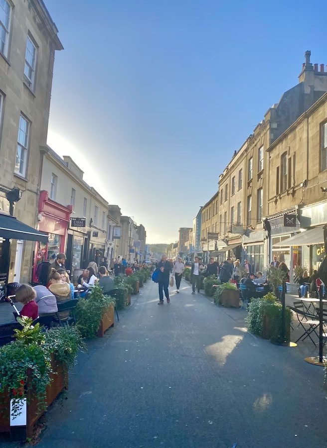 Bustling street in Clifton Village, Bristol