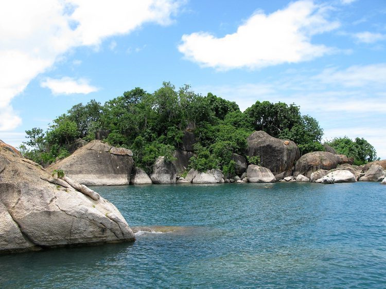 A beautiful view of the rocks on the Monkey Bay on the shore of Lake Malawi captured in Africa
