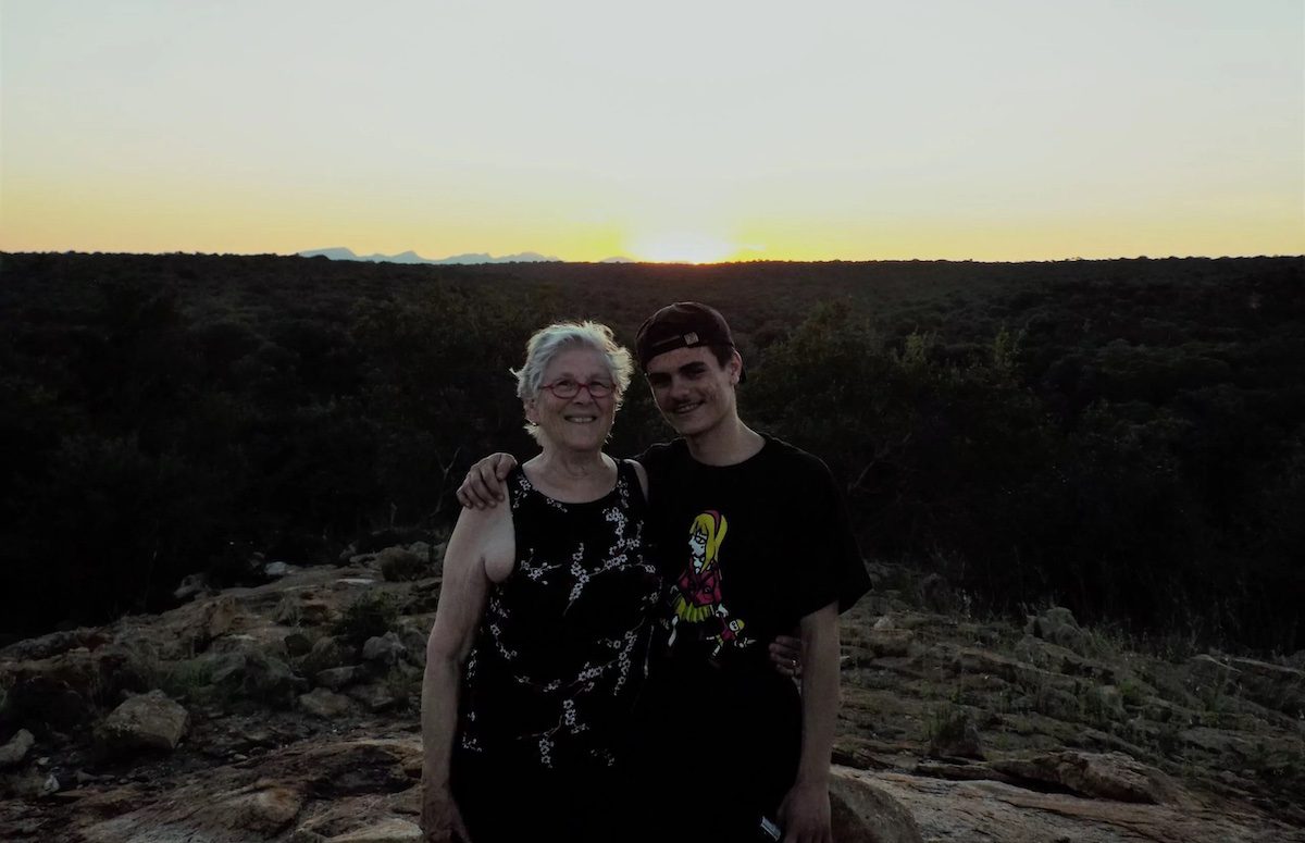 Liz Hathaway with her grandson in South Africa