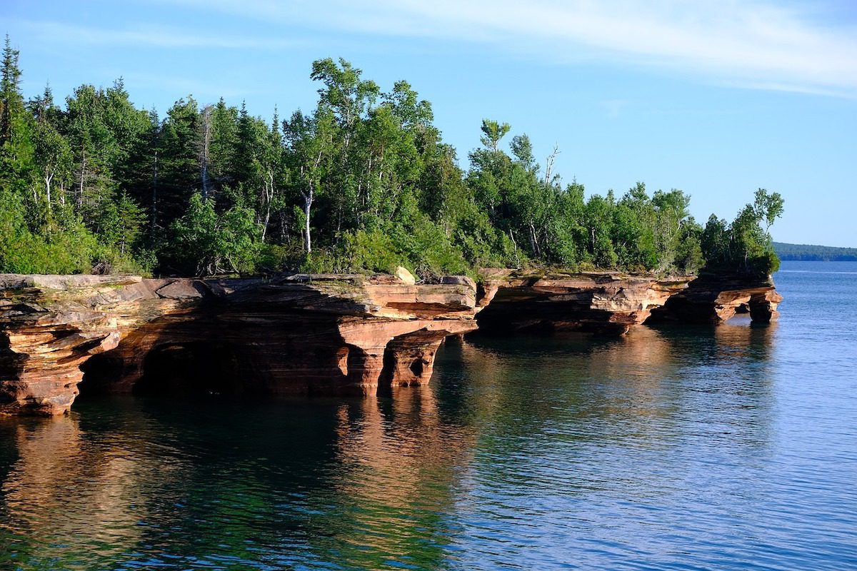 Cliffs covered in trees in Apostles Islands National Park