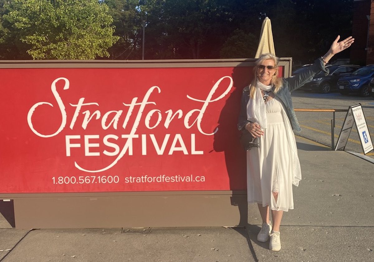 Carolyn Stratford Festival Carolyn Ray with Stratford Festival sign