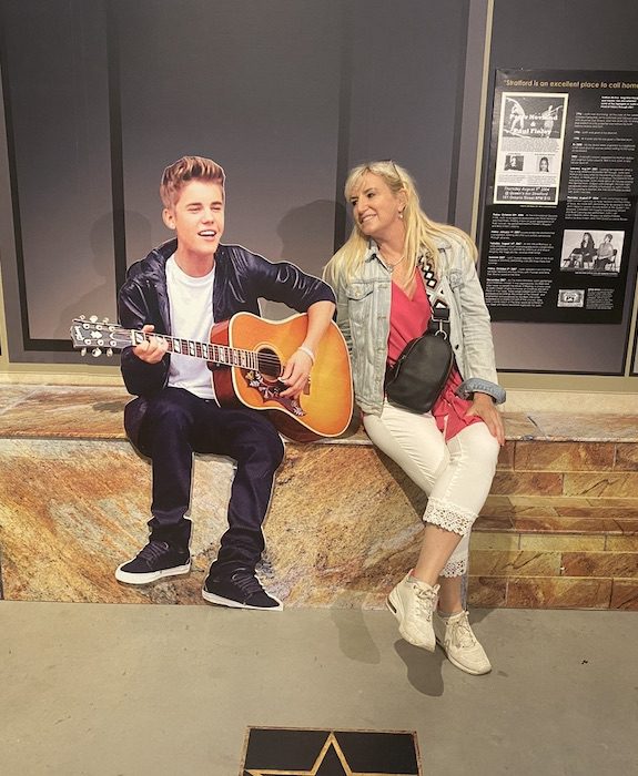 Stratford Ontario Justin Bieber Carolyn Ray at the Justin Bieber exhibit in Stratford, Ontario