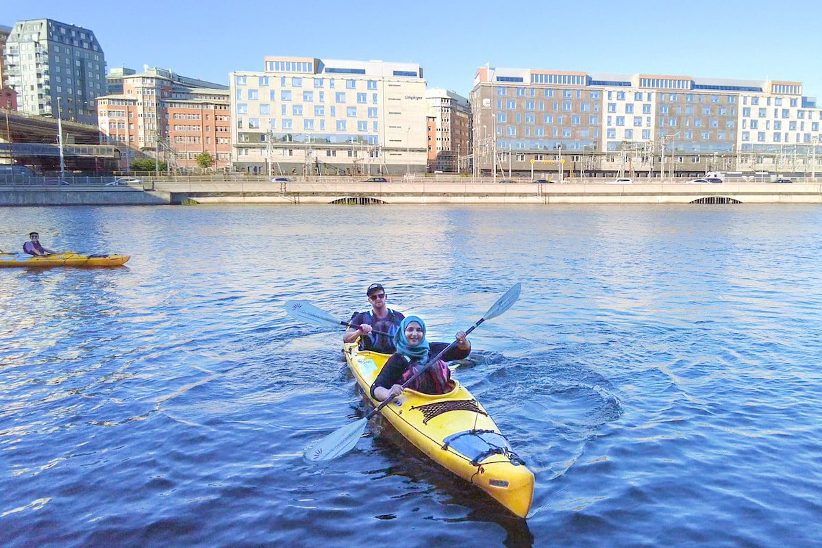 Tanzila Khan Completing a Kayaking Tour in Sweden