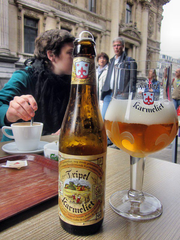 Enjoying a beer at Taverne Cirio