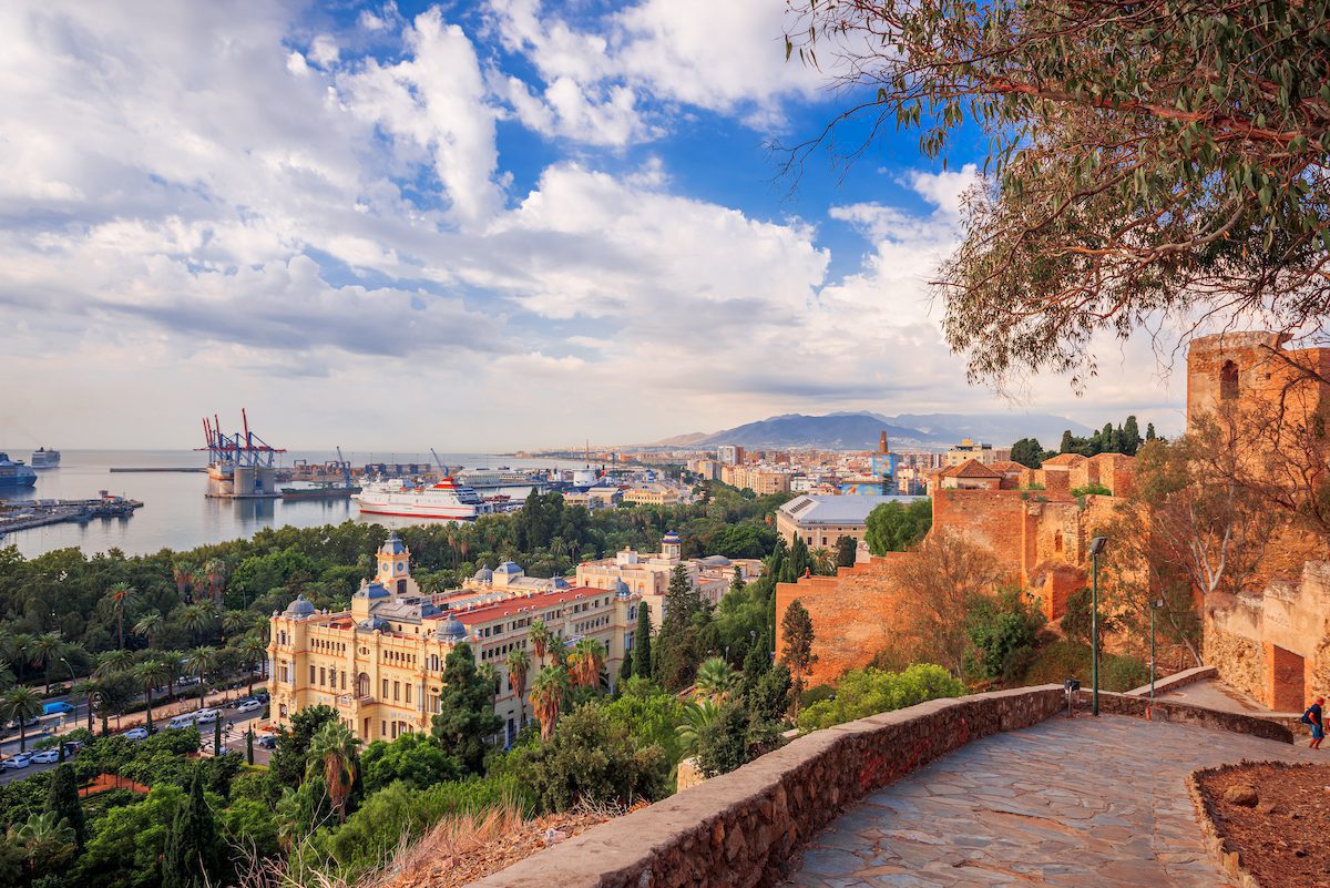 Views of the Malaga cityscape from Alcazaba citadel 