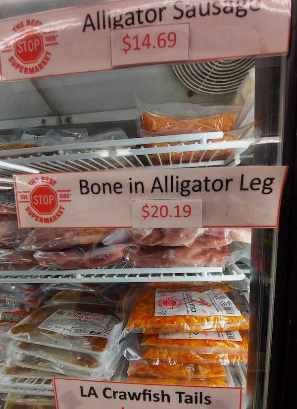 Unusual foods like alligator and frog for sale in Scott, Western Louisiana