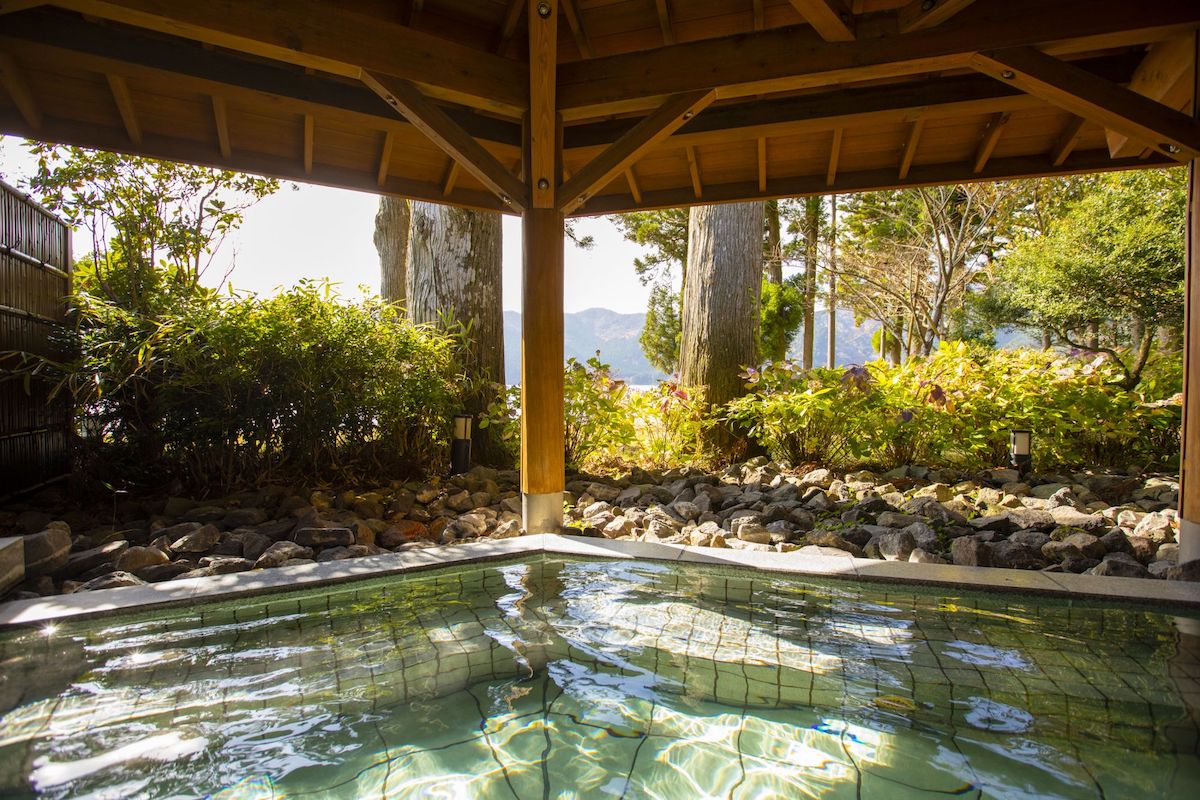 Outdoor onsen (hot spring) in Hakone Japan