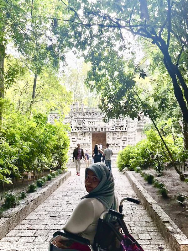Tanzila Kahn outside the Museum of Anthropology in Mexico City