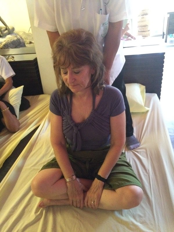 Sandra Phillips gets a Thai massage in Bangkok