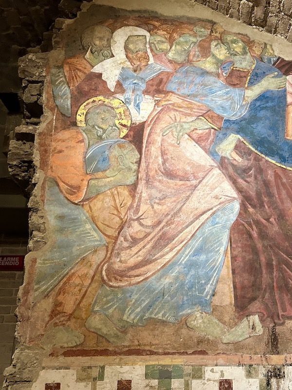 The crypt underneath the Siena Cathedral, which has a room painted with episodes from the Old Testament and the New