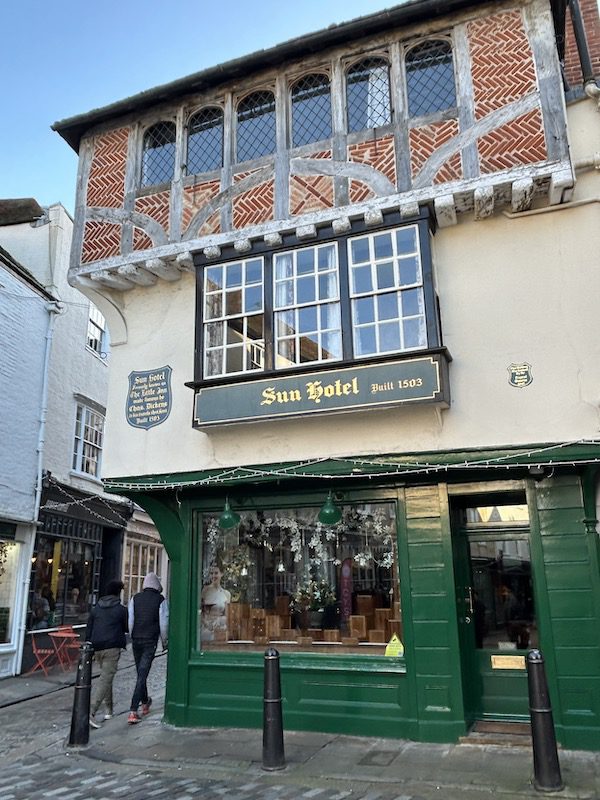 Exterior view of The Sun Hotel, Canterbury England
