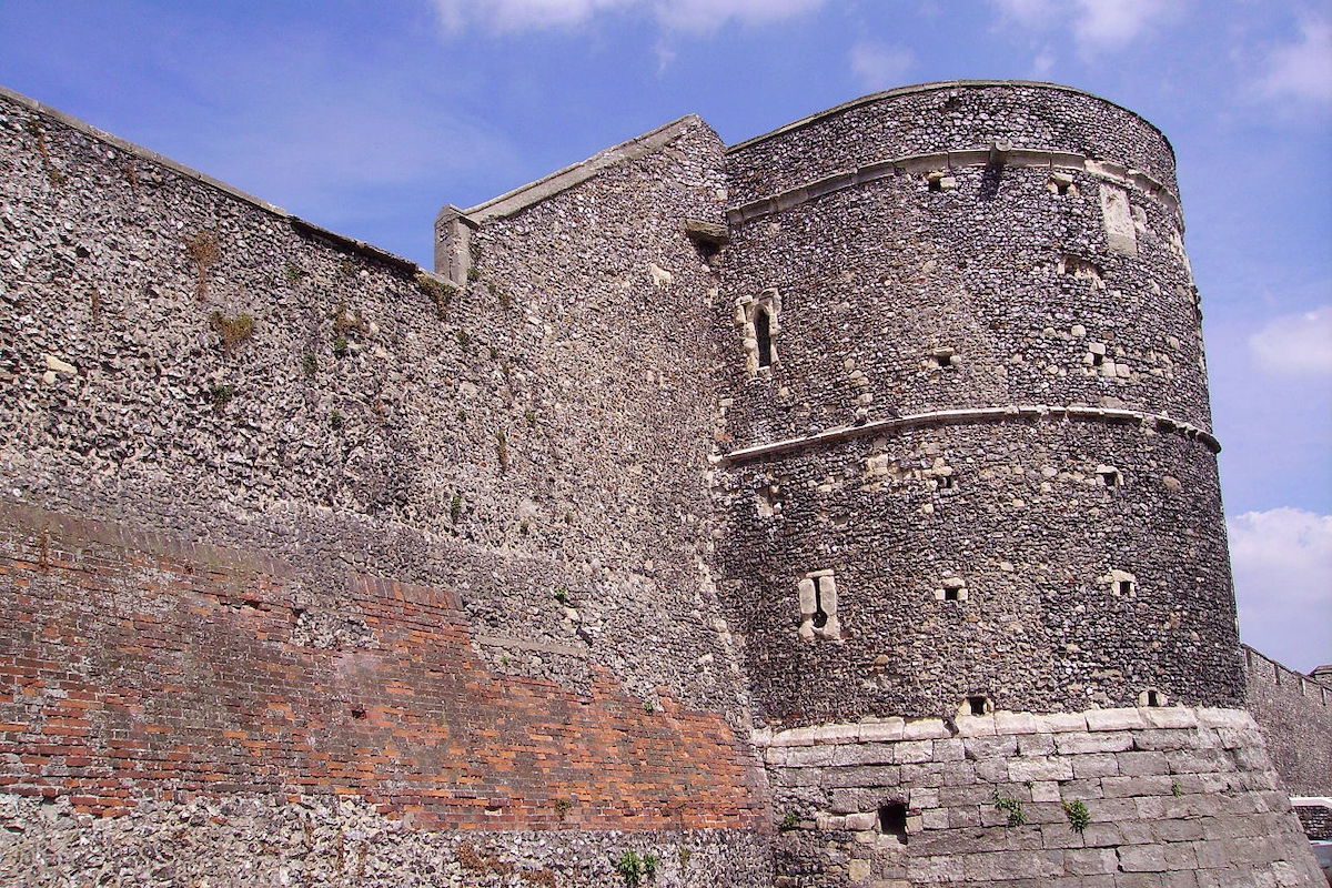view of the Roman/medieval town wall of Canterbury in Kent, United Kingdom
