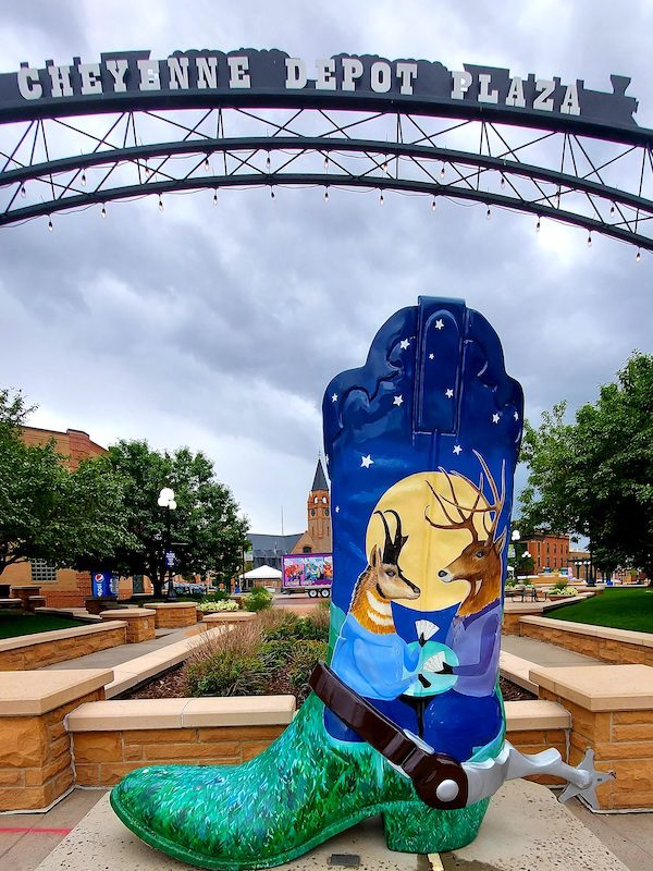 A painted cowboy boot in Cheyenne Depot Plaza