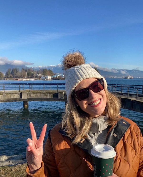 Dawn Chubai making the peace sign