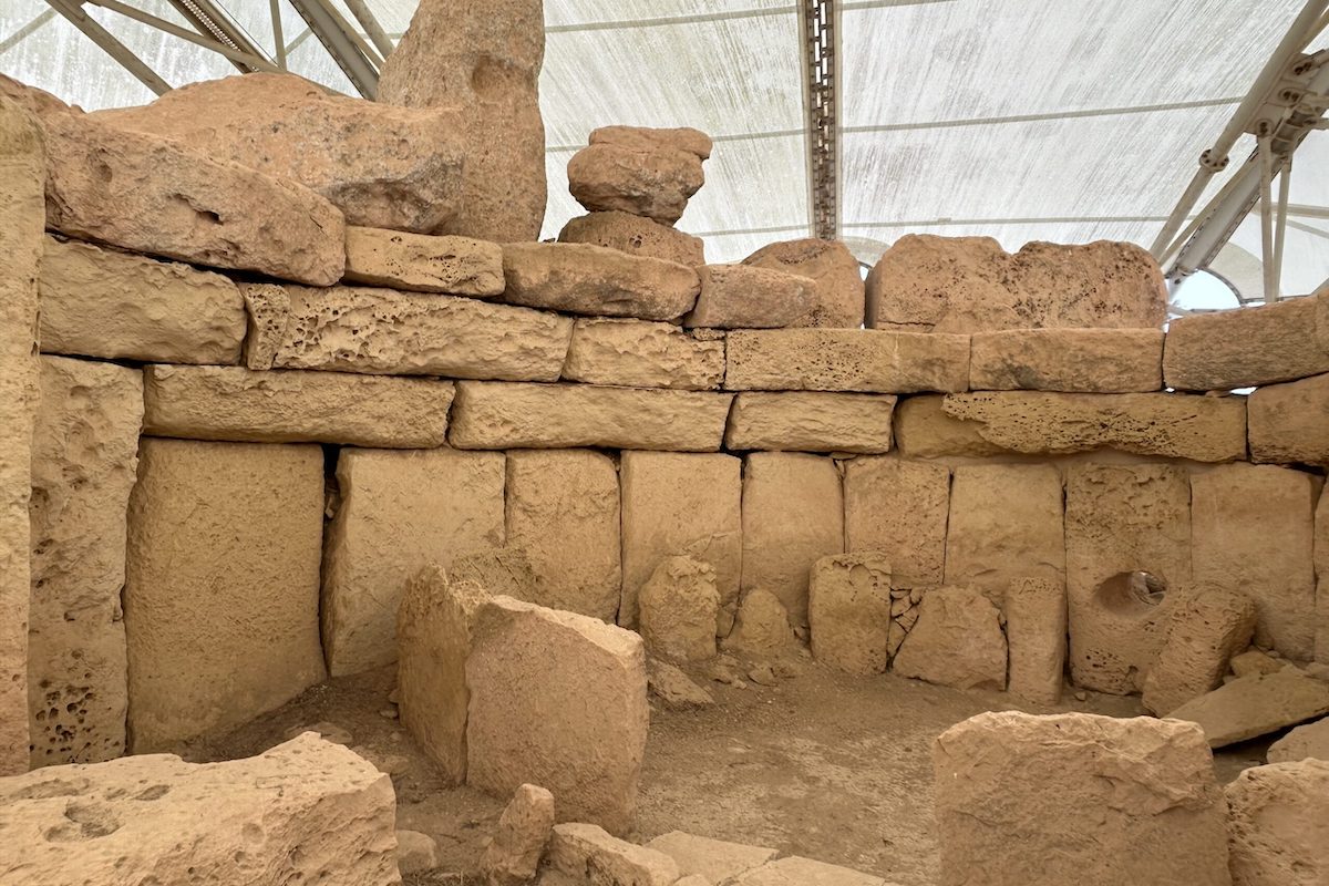 A circle of huge rocks at Hagar Qim one of Malta's megalithic temples