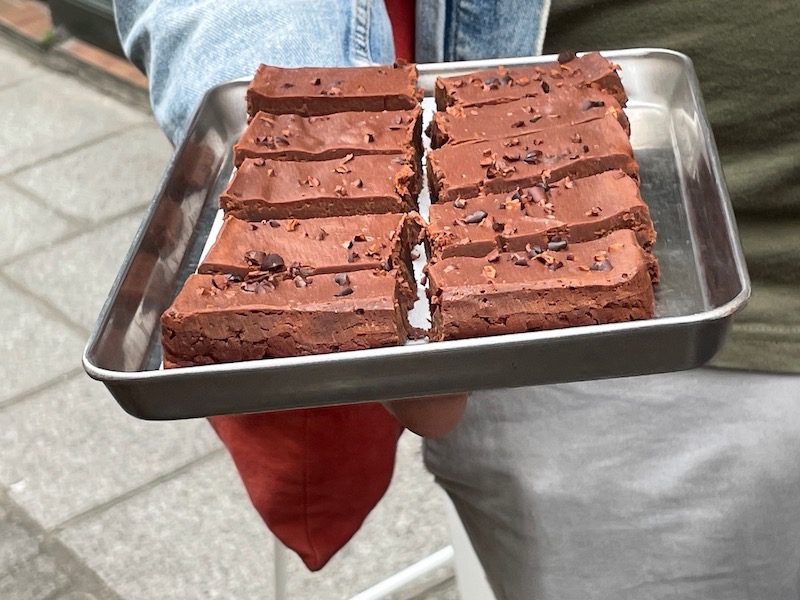 Chocolate cake on a food tour in Paris in the Marais area
