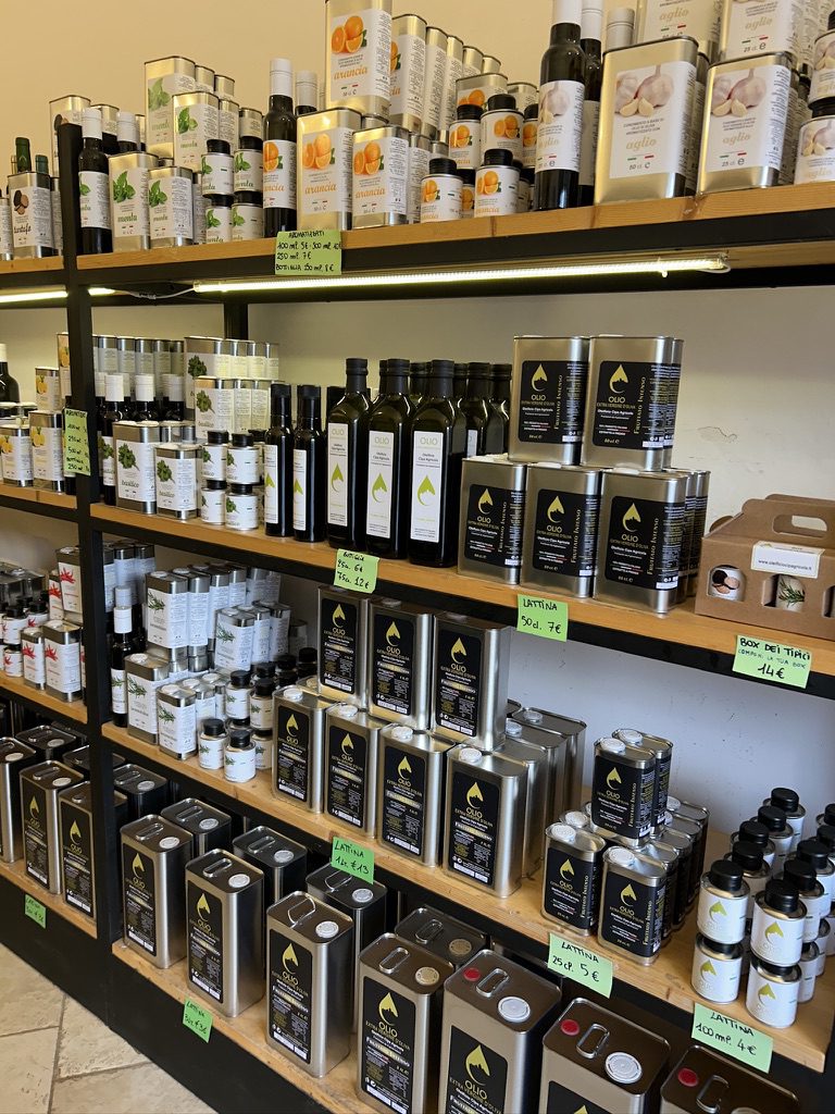 tins of olive oil in ostuni puglia italy