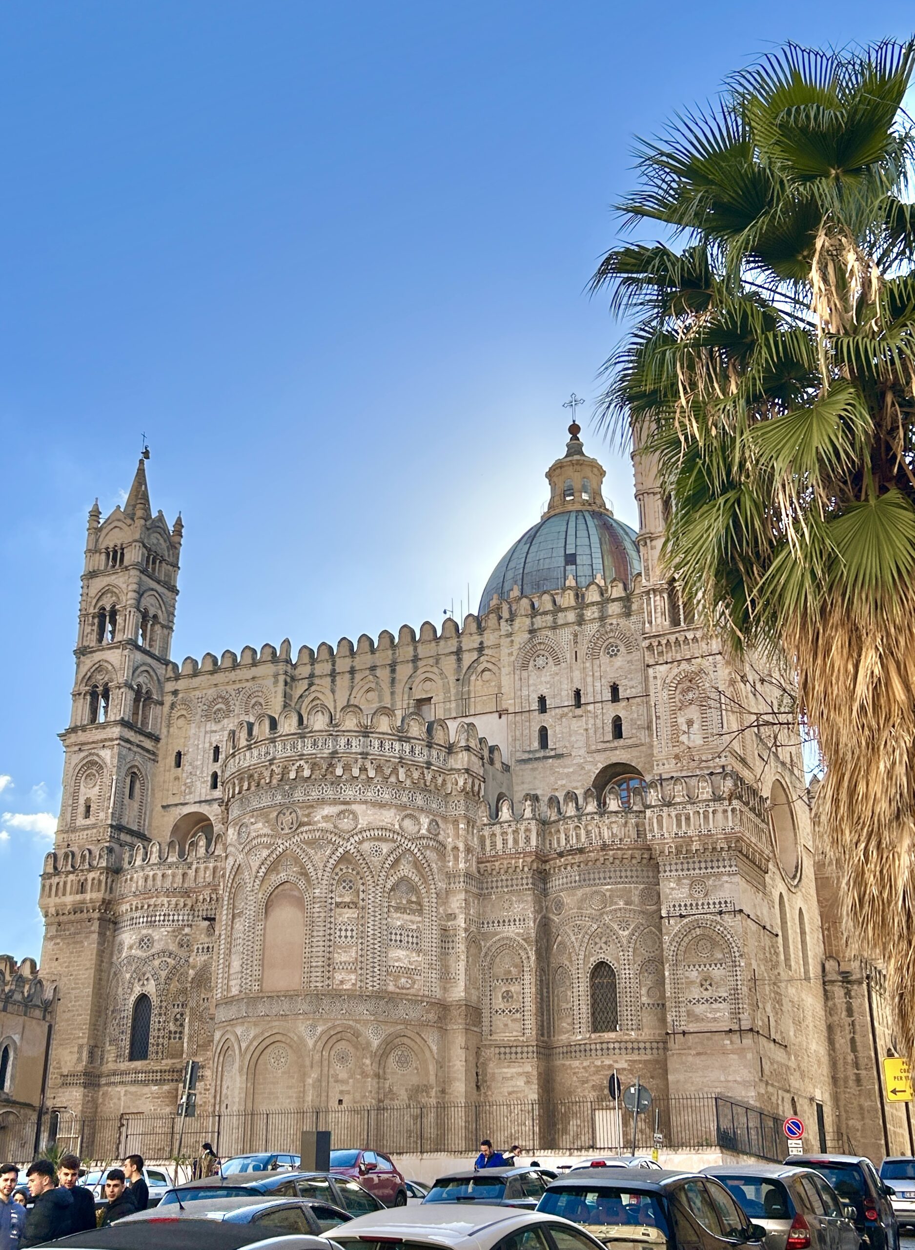 woman eating ice cream on a street in Palermo sicily