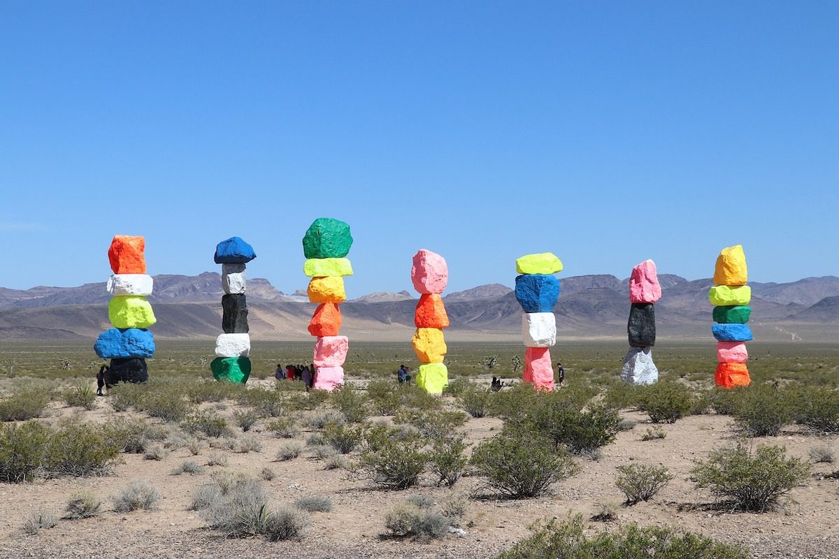 Seven Magic Mountains art installation by Swiss artist Ugo Rondinone in Las Vegas, Nevada