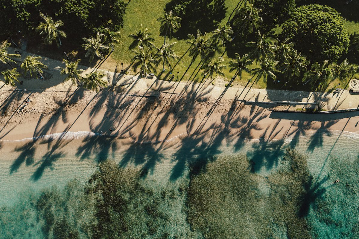 Aerial view of a south Oahu shoreline
