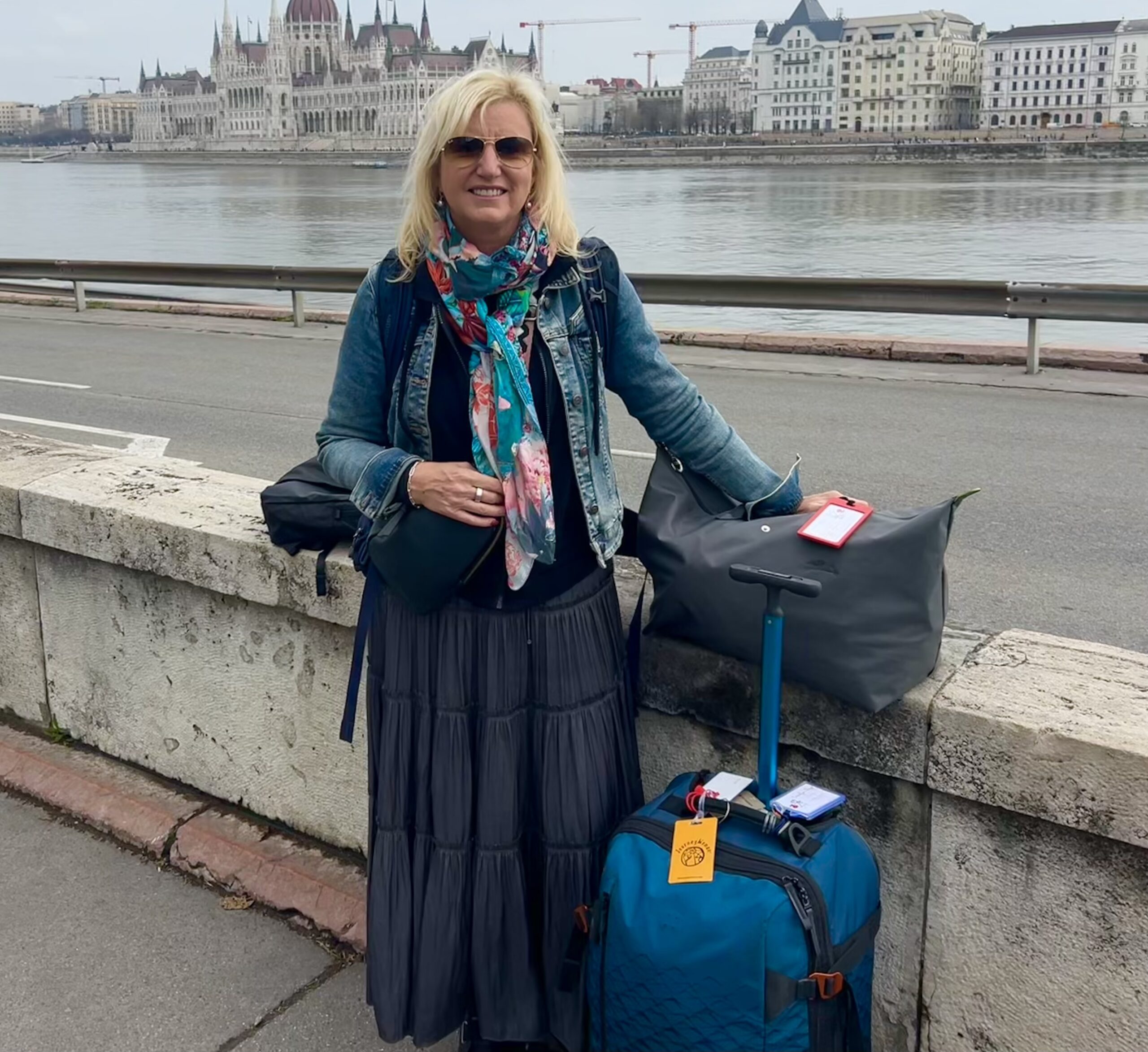 carolyn standing near danube river in budapest